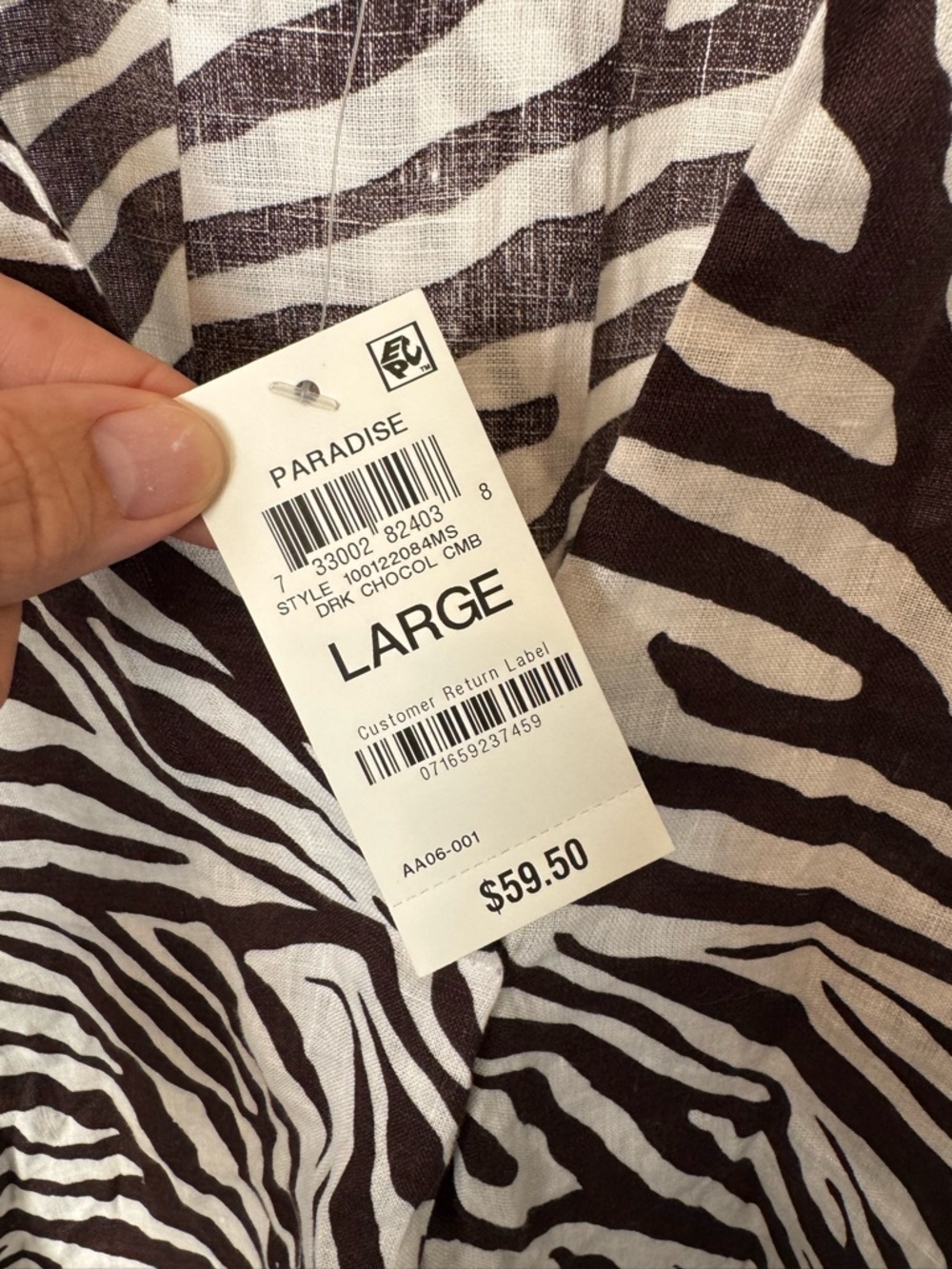 Zebra Print Short Sleeve V-Neck Top - Black & White - Picture 3 of 4